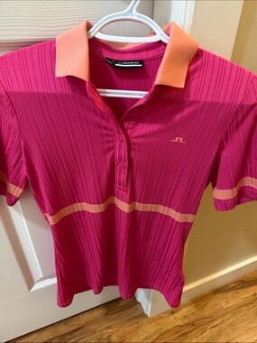 J.Lindeberg Hot Pink Polo with Peach Collar